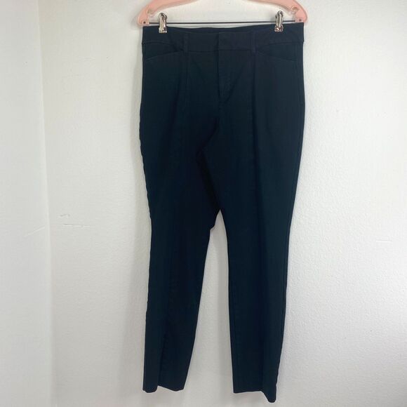 Old Navy Black Pixie Pants Size 12 High Rise Taper Split Hem Cotton/Rayon 32/29 - Picture 1 of 16